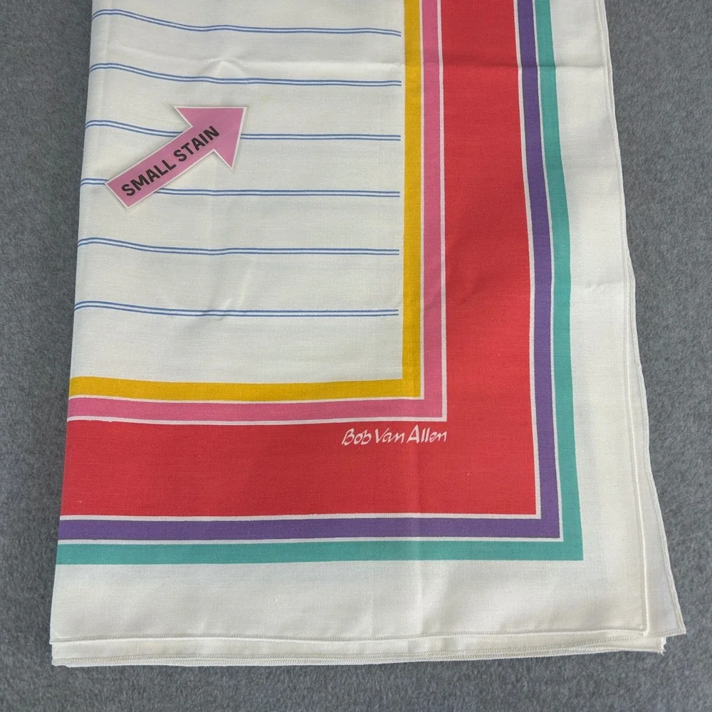Bob Van Allen 9 Piece Tablecloth Placemats Napkins Set Colorful Stripe Vintage